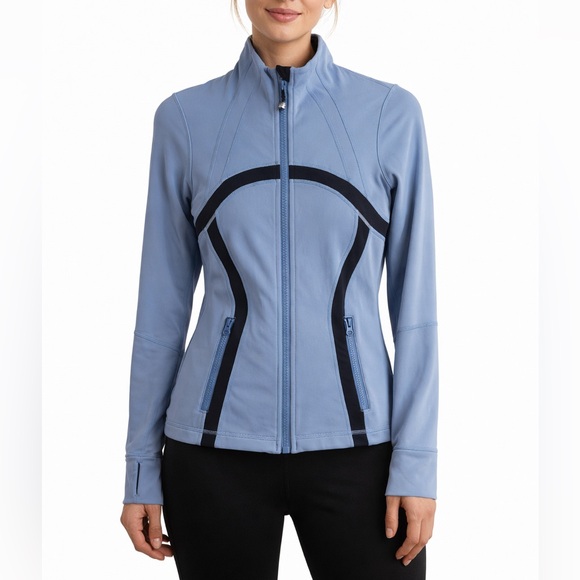 Lululemon Zip-Up Workout Jacket | Powder Blue & Dark Gray | Size 2 - Picture 1 of 6